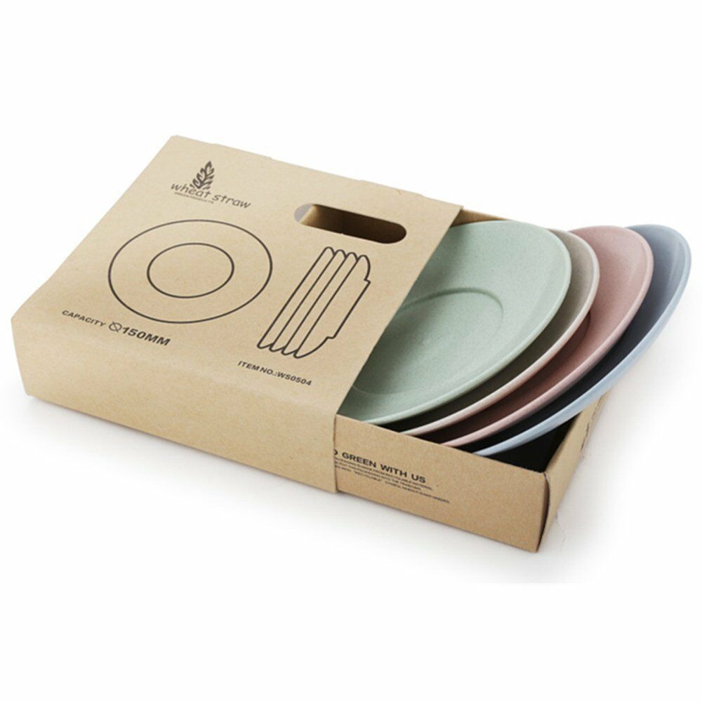 4pcs Wheat Straw Eco Biodegradable Unbreakable Saucers Plates Dinnerware Dishes - $12.86