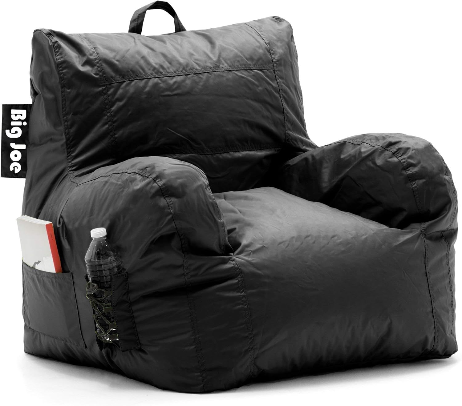 Black Smartmax, 3 Foot Big Joe Dorm Bean Bag Chair With Drink Holder And Pocket. - $77.95