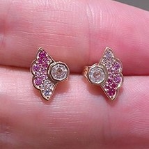 Exclusive Fan Collection Rose Gold Pink Fan Stud Earrings With CZ Stud Earrings - £13.23 GBP