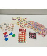 Vintage mixed heart sticker sheet lot Valentine holiday stickers craft s... - $19.75