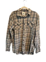 KATIN Mens Heavyweight Flannel Button Up Shirt Plaid Shacket Tan Blue Sz XL - $31.67