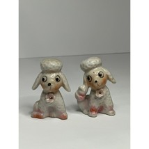 VTG MIJ Porcelain Miniature Big Eye Pink Rose French Poodle Puppy Dog Figueres - £10.52 GBP