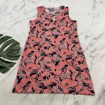 Lands End Womens Shift Dress Size S Coral Pink Blue Tropical Floral Pock... - $28.70
