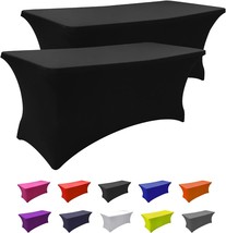 2Pack, 6Ft Spandex Table Cover Black Fitted Rectangular Tablecloth, 2 Pcs - $29.99