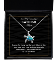 Swedish Mom Necklace Gifts - To My Wonderful Mom - Turtle Pendant Jewelry  - £39.07 GBP