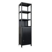 Black Bamboo Tall Slim Storage Cabinet Shutter Door - $144.99
