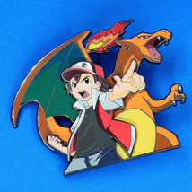Pokemon Red &amp; Charizard Limited Deluxe 2-Layer 3&quot; Enamel Pin on Pin Figure - £51.83 GBP