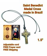 St.Saint Benedict Medal Wooden  Crucifix cross Necklace Cruz medalla San... - $13.26 CAD