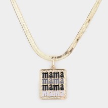 Black Gold MAMA Rectangle Pendant Necklace Jewelry Metal Statement Message Chain - £23.74 GBP