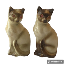 Victoria Ceramics Siamese Cat Salt Pepper Shakers Pink Rhinestone Eyes Kitchy - £22.70 GBP