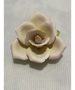 NAPOLEON Capodimonte Single Blush Pink Rose Bisque Porcelain Figurine Le... - $29.33 CAD