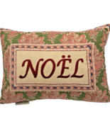 Vtg Pottery Barn Pillow Embroidered Floral Block Print Noel Christmas 16... - $431.45 MXN