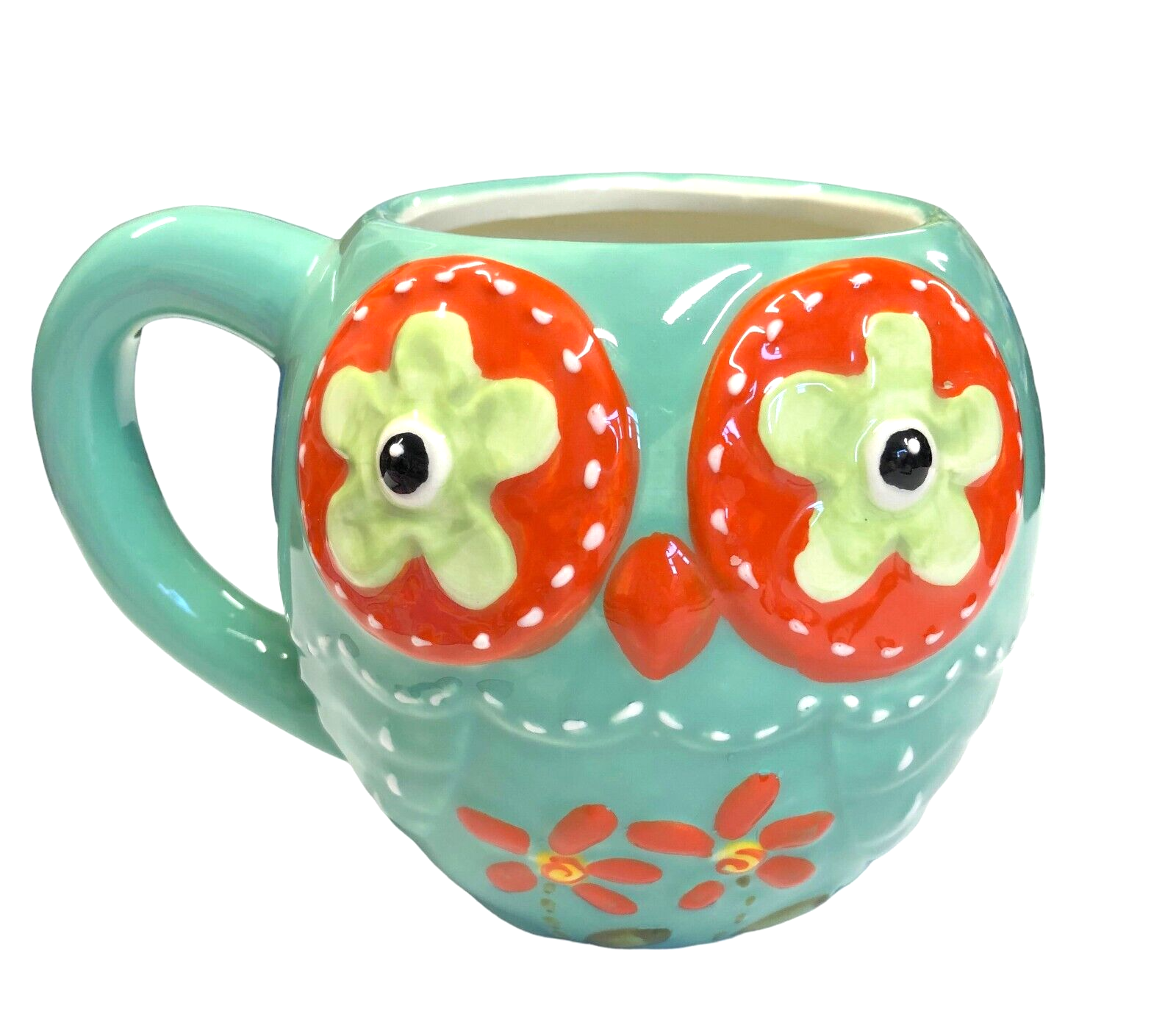 Primary image for Cracker Barrel Owl Mug Green Teal Hand Painted 4 inch Tall Great Gift Fillers