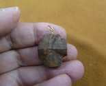 (CR501-46) 13/16&quot; oiled Fairy Stone Pendant CHRISTIAN CROSS Staurolite C... - $26.17