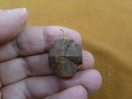 (CR501-46) 13/16&quot; oiled Fairy Stone Pendant CHRISTIAN CROSS Staurolite Crystal - £20.58 GBP