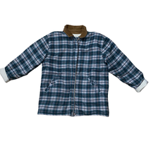 Vintage Reversible Oversized Flannel plaid Khaki Jacket Corduroy collar ... - $32.84