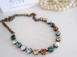 Dainty Swarovski Necklace / Crystal Choker / Tennis Cupchain / 8mm Chatons Colle - £48.77 GBP