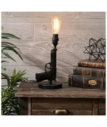 UNIQUE BLACK UPRIGHT PISTOL SHAPE TABLE LAMP COOL DEN, MAN CAVE, DECORATIVE - $103.01 CAD