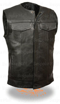New Men&#39;s Leather Motorcycle Vest Zipper &amp; Snap Closure With Two Gun Poc... - $149.99