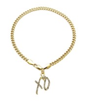 XO Kiss and Hug Motif Gold-tone Crystals Chain Anklet - £14.87 GBP