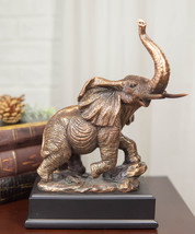 Ebros Safari Elephant Trumpeting Bronze Electroplated Figurine With Base 10.75&quot;H - £51.15 GBP