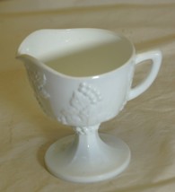 Indiana Milk Glass Footed Creamer Colony Harvest Grape Pattern - $12.86