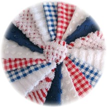 Vintage Chenille Bedspread Quilt Fabric Square Block Kit 18 6 in Red White Blue - £20.16 GBP
