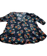 ZARA Women&#39;s Floral V-Neck Blouse Size L – 3/4 Sleeve Lightweight Boho Top - $238.69 MXN