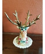 Fitz and Floyd Christmas Deer with Antlers &amp; Bow, Centerpiece Bowl Vinta... - $306.89