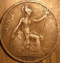 1919 Uk Gb Great Britain One Penny Coin - £1.37 GBP