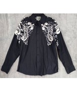 Roar Shirt Mens Large Black White Embroidered Western Rodeo Cowboy Butto... - £49.83 GBP