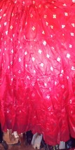 RED SILK BROCADED PEACOCK TRIBAL ATS GORGEOUS RED PADMA GYPSY SKIRT 36 &quot; - $128.69