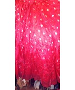 RED SILK BROCADED PEACOCK TRIBAL ATS GORGEOUS RED PADMA GYPSY SKIRT 36 &quot; - €112,84 EUR