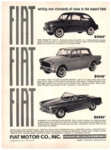 1964 Fiat 600 1100 1500 Spider Roadster Vintage Print Ad Classic Car Wall Art - $10.97