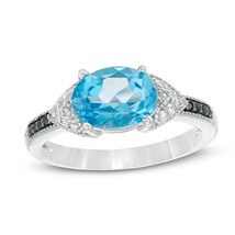 Enchanted Disney Cinderella London Blue Topaz and White Diamond Engagement Ring - £78.95 GBP