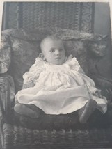 Antique Adorable Baby Intense Eyes Stare Gaze Cabinet Photo - £10.89 GBP