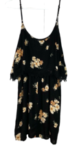 Forever 21 Spaghetti Strap Mini Dress Size Medium Black Floral Print New... - $13.65