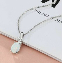 2.0CT MULTI-COLOR Oval Opal Necklace Pendant Gemstone 925 Sterling Silver 18&#39;&#39; - £78.35 GBP