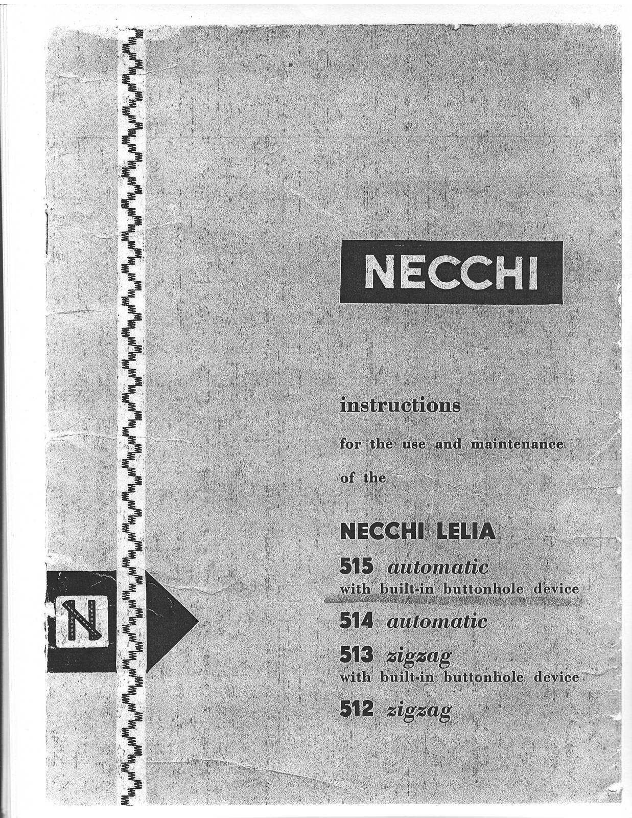 Necchi Lelia 515 514 513 512 manual instructions enlarged hard copy