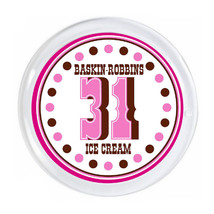 Baskin Robbins Ice Cream Retro Magnet big round 3 inch diameter with border. - £5.76 GBP