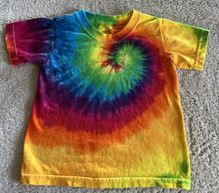 Hanes Boys Girls Unisex Rainbow Spiral Tie Dye Short Sleeve Shirt 2T - £7.43 GBP