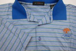 GORGEOUS Divots Blue Stripe Cotton Golf Polo Shirt Kiawah SC Size L - £21.23 GBP