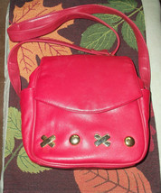 Rare TIGNANELLO Goldtone X &amp; O Red Leather Crossbody Handbag - £38.33 GBP