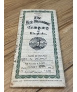 Antique Life Insurance Policy The Life Insurance Company of Virginia 192... - $17.82