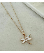 Dragonfly Necklace with Zirconia 18k Gold Filled Luxury Jewelry - £14.94 GBP