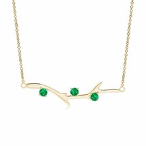 Authenticity Guarantee 
ANGARA 3mm Prong-Set Emerald Tree Branch Necklace in ... - £435.19 GBP