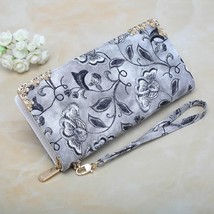 Chinese style Women Wallet 2023 new Long Purse Printed Flower Lady Clutch Bags f - £104.73 GBP