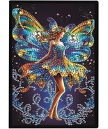 Butterfly Fairy Round Crystal Gem Notebook Journal Diamond Jewel Art COM... - $24.25 CAD