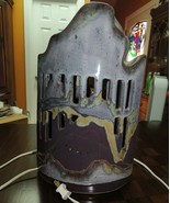 Art Pottery Table Lamp 13&quot; purple brown drip glaze southwestern pueblo s... - $835.59 MXN