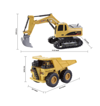 2PCS Engineering RC Excavator &amp; Truck Construction Vehicle Remote Control Truck - £40.94 GBP